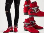 Ami Ami AMIRI Suede Chain Boots Bandana Buckle Biker Stiefel Schuhe Shoes Red Sneaker
