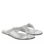 Balenciaga Sandalen & Sandaletten - Allover Logo Round Thong Sandals - Gr. 37 (EU) - in Silber - für Damen