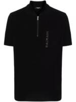 Balmain - Black Zip Patch Polo T-Shirt - Größe L - black