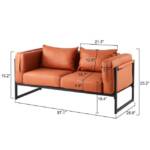 CLIPOP Sofa 2-Sitzer Sofa, gepolstert Kunstleder Couch, Polstersessel mit schwarzen Metallfüßen