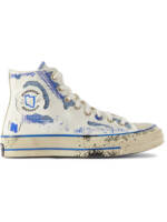 Converse - ADER ERROR 70 Paint-Splattered Denim-Panelled Canvas High-Top Sneakers - Men - White - UK 7.5