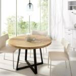 Dmora - Fester-Tisch Carone, Mehrzweck-Esstisch, runder Tisch für die Küche oder das Esszimmer, 120 x 120 x 75 cm, Nodi-Eiche