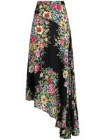 ETRO Asymmetrischer Rock mit Blumen-Print - Schwarz