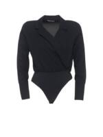 Freshlions Blusenbody Bodysuit mit gewickeltem Ausschnitt 'ARMANDA' Schwarz XL Wickel-Design