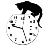 Gold Crest Wanduhr Katze fängt Fische-Wanduhr, Wanduhr ohne tickendes Geräusch, Wanduhr (Schwarz-weiße Wanduhr, Wanduhr für Kindertiere, Wanduhr schwarz)