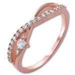 Goldene Hufeisen Goldring Damen Criss-Cross Ring 925 Sterling-Silber Rosegold vergoldet, Criss-Cross Kreuz Finger-Ring