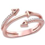 Goldene Hufeisen Goldring Damen Fingerring 925 Sterling-Silber Rosegold vergoldet Dreieck-Pfeil, Split Shank Damen Ring