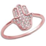 Goldene Hufeisen Goldring Damen Hamsa Hand Fingerring 925 Sterling-Silber Rosegold vergoldet, anlaufgeschützt