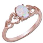 Goldene Hufeisen Goldring Damen Herz Opal Ring 925 Sterling-Silber Rosegold vergoldet, anlaufgeschützt