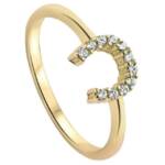 Goldene Hufeisen Goldring Damen Hufeisen Fingerring 925 Sterling-Silber Gelbgold vergoldet, anlaufgeschützt