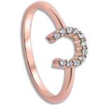 Goldene Hufeisen Goldring Damen Hufeisen Fingerring 925 Sterling-Silber Rosegold vergoldet, anlaufgeschützt