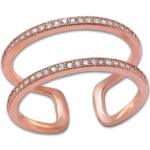 Goldene Hufeisen Goldring Damen Offener Fingerring 925 Sterling-Silber Rosegold vergoldet, zweireihige Memoire Finger-Ring