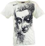 Guru-Shop T-Shirt Sure Herren T-Shirt Buddha - weiß alternative Bekleidung, Goa Style, Festival