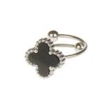 KARMA Fingerring Damenring silber schwarz Perlmutt Fingerring, Silberring Damen Schmuck Größe verstellbar