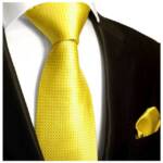 Paul Malone Krawatte Herren Seidenkrawatte mit Tuch modern uni einfarbig 100% Seide (Set, 2-St., Krawatte mit Einstecktuch) Schmal (6cm), gelb 506