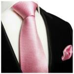 Paul Malone Krawatte Herren Seidenkrawatte mit Tuch modern uni einfarbig 100% Seide (Set, 2-St., Krawatte mit Einstecktuch) Schmal (6cm), rosa pink 501