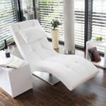 Relaxliege in Weiß Kunstleder modern