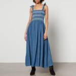 Seventy + Mochi Sally Tie Bandeau Cotton-Chambray Dress - XS/S