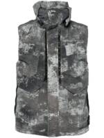 Stone Island Gefütterte Dissolving Grid Camo Weste - Grau