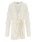 Twin-Set - Off-White Cardigan With Feathers - Größe S -