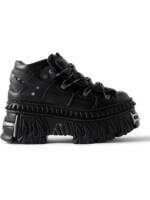 VETEMENTS - New Rock Embellished Leather Platform Sneakers - Men - Black - EU 42