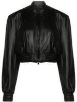 WARDROBE.NYC Cropped-Bomberjacke aus Leder - Schwarz