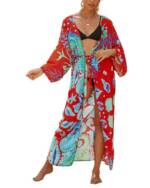 ZWY Strandkleid Damen Badeanzug Cover Up Badeanzug Kimono Langes Strandkleid