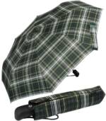 iX-brella Taschenregenschirm first class Regenschirm mit Auf-Zu-Automatik, für Damen und Herren, groß, satbil - grün kariert