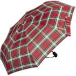 iX-brella Taschenregenschirm first class Regenschirm mit Auf-Zu-Automatik, für Damen und Herren, groß, satbil - rot kariert