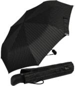 iX-brella Taschenregenschirm first class Regenschirm mit Auf-Zu-Automatik, für Herren, groß, satbil - Nadelstreifen schwarz