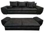 luma-home Big-Sofa 18010, mit Bettfunktion und Stauraum, 275 cm breit, Wellenunterfederung, Leder-Optik, Vintage Schwarz