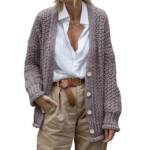 AFAZ New Trading UG Cardigan Damen Strickjacke Lose Passform Pullover Oversize übergangsjacke