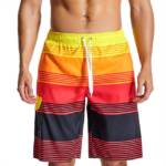 AFAZ New Trading UG Shorts schnell trocknende, gestreifte, bedruckte Strandhose in großer Größe Rot Freizeitshorts für Herren, Sportliche Badehose