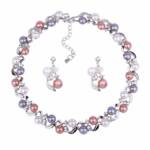 AquaBreeze Perlenketten-Set Imitationsperlen Halskette Ohrringe Set Perlenkette Set, Damen Perlenkette und Ohrringe