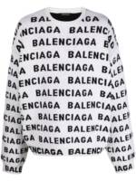 Balenciaga Pullover mit Intarsien-Logo - Weiß