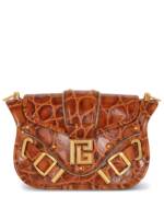 Balmain Blaze Schultertasche mit Kroko-Effekt - Braun