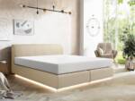 Boxspringbett mit Kopfteil + Lattenrost mit LED-Beleuchtung + Matratze - 160 x 200 cm - Stoff - Beige - OTARU von YSMÉE