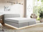 Boxspringbett mit Kopfteil + Lattenrost mit LED-Beleuchtung + Matratze - 160 x 200 cm - Stoff - Grau - OTARU von YSMÉE