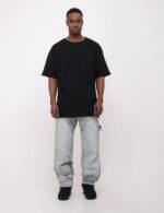 Denim House Loose-fit-Jeans Herren Baggy Jeans Loose Fit Hip Hop Double Knee Style Grau W29/L34 Hammerschlaufe