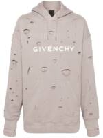 Givenchy Hoodie im Distressed-Look mit Logo-Print - Grau