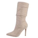 Ital-Design Damen Abendschuhe Party & Clubwear High-Heel-Stiefel (81775187) Pfennig-/Stilettoabsatz High-Heel Stiefel in Beige