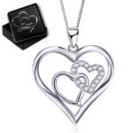 Limana Silberkette Damen Frauen echt 925 Sterling Silber Herzkette Kette mit Herz (inkl. Herz Gravur Geschenkdose), Geschenk Idee Geschenkidee Herzanhänger Liebe Liebesgeschenk Freundin