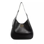 Prada Hobo Bag - Large Leather Shoulder Bag With Topstitching - Gr. unisize - in Schwarz - für Damen
