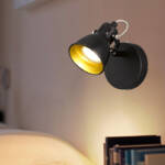 Wandstrahler schwarz gold Wandlampe Spot schwenkbare Wandleuchte, Metall, 1x LED 4W 320Lm warmweiß, LxBxH 10x13x15 cm