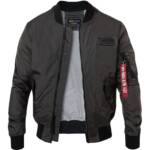 ALPHA INDUSTRIES Herren Blouson grau Mikrofaser unifarben