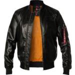 ALPHA INDUSTRIES Herren Jacke schwarz Kunstleder unifarben