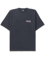 Balenciaga - Oversized Logo-Embroidered Cotton-Jersey T-Shirt - Men - Black - S