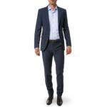 CG Herren Anzug blau Schurwoll-Stretch Slim Fit