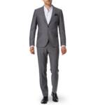 CG Herren Anzug grau Schurwolle gemustert Slim Fit