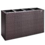 Casaria Pflanzkübel, 4 Innentöpfe Herausnehmbar Polyrattan 95x27x60cm Blumentopf Braun